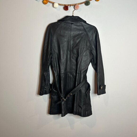 Vintage Charles Klein black leather jacket embellished buttons - Picture 6 of 6